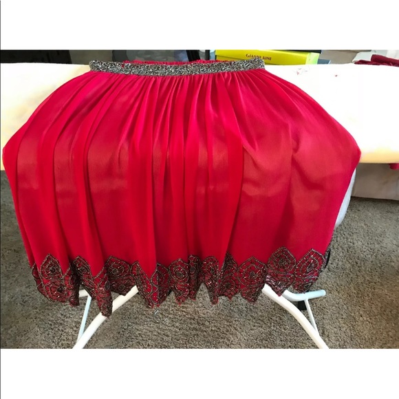 Adrianna Papell Cocktail Red Silk Dress Sz 6 - Picture 6 of 8